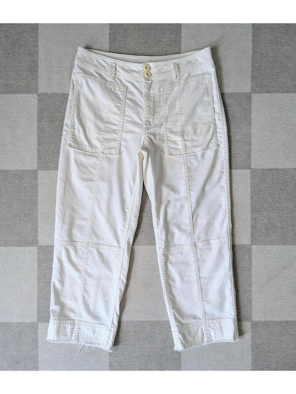 Anthropologie white cotton patch pocket utility painter pants